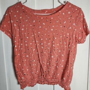 Elastic Bottom Floral Tee